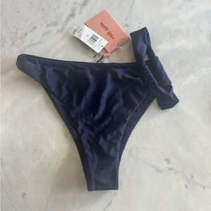 Cult Gaia Charmaine asymmetric metallic blue bikini briefs size M